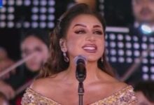 صورة أنغام تتألق بحفل افتتاح الاوكتاجون بحضور الرئيس السيسي والسيدة قرينته وكبار القادة ورجال الدولة