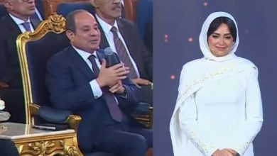 صورة الرئيس السيسي يدعو للفنانه هبة مجدي بالشفاء علي الهواء باحتفالية المولد النبوي الشريف